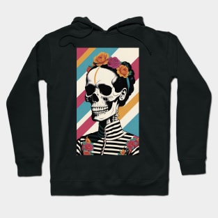 Frida's Striped Sugar Skull: Illustrated Tribute Hoodie